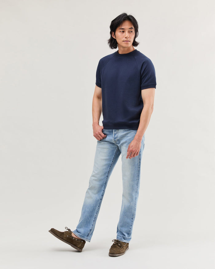 Mens Recycled Fleece Raglan Sweatshirt - Recycled Fleece - Blue Nights
