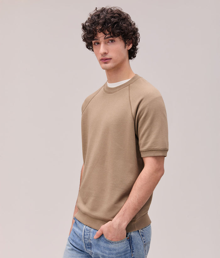 Mens Recycled Fleece Raglan Sweatshirt | Mineral Warm Grey