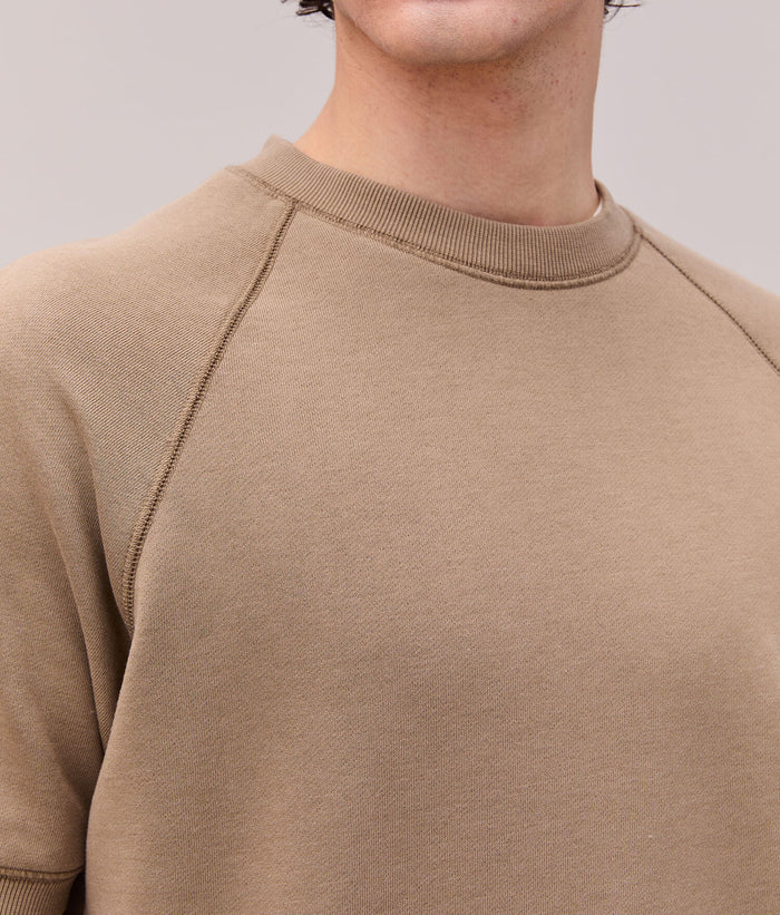 Mens Recycled Fleece Raglan Sweatshirt | Mineral Warm Grey