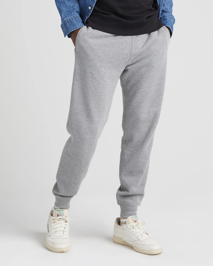 Men's Recycled Fleece Tapered Sweatpant in Warm Grey (Grey) | Richer Poorer