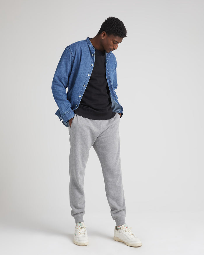 Men's Recycled Fleece Tapered Sweatpant in Warm Grey (Grey) | Richer Poorer
