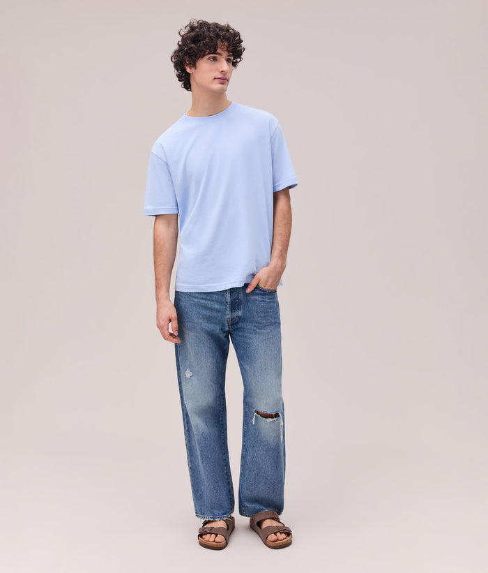 Mens Relaxed Short Sleeve Tee | Chambray Blue