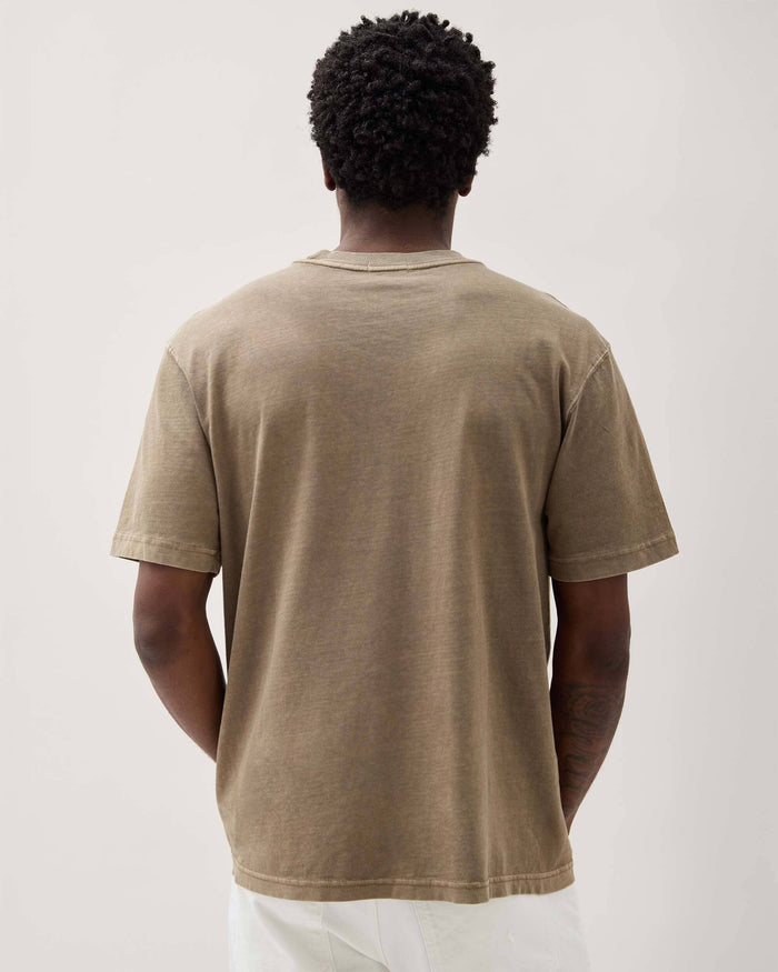 Mens Relaxed Short Sleeve Tee - Pigment Dye Jersey - Warm Grey