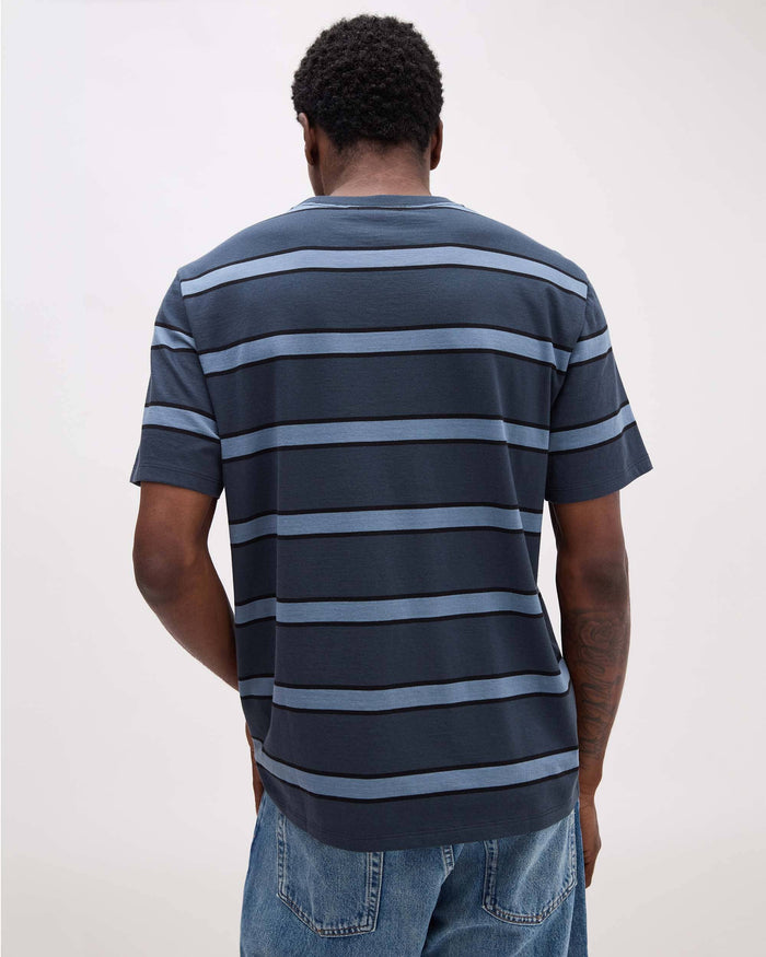 Men's Striped Pima Tee in Khaki Stripe (Brown) | Richer Poorer