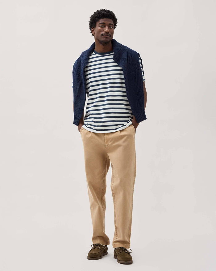 Men's Striped Pima Tee in Blue Nights Stripe (Blue) | Richer Poorer