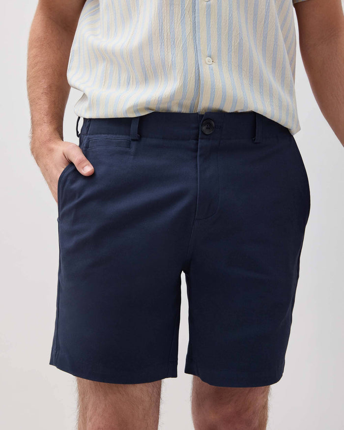 Mens Stretch Twill Short - Stretch Cotton Twill - Blue Nights