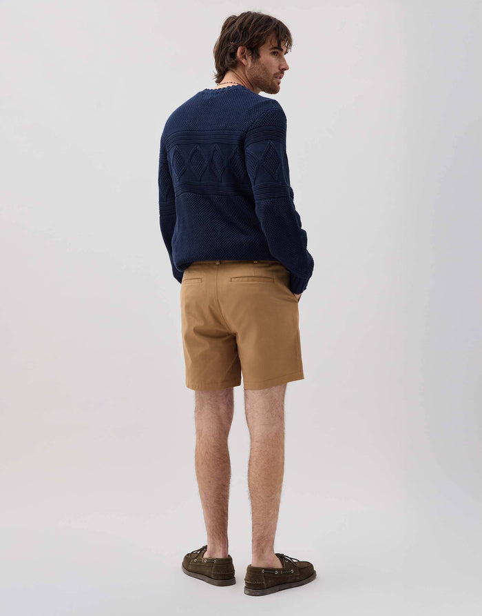 Mens Stretch Twill Short - Stretch Cotton Twill - Khaki