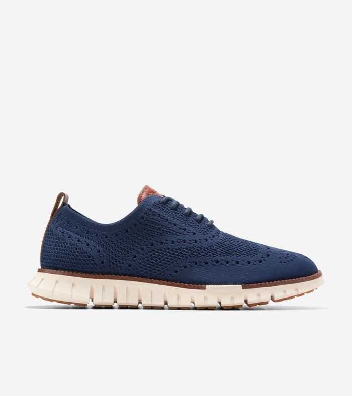 Men's ZERØGRAND Remastered Stitchlite™ Wingtip Oxfords-Marine Blue Stitchlite™-Ivory