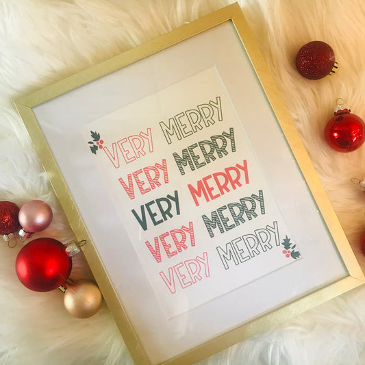 Merry Christmas Printable Wall Art Print Very Merry Art for the Holiday Printable Art