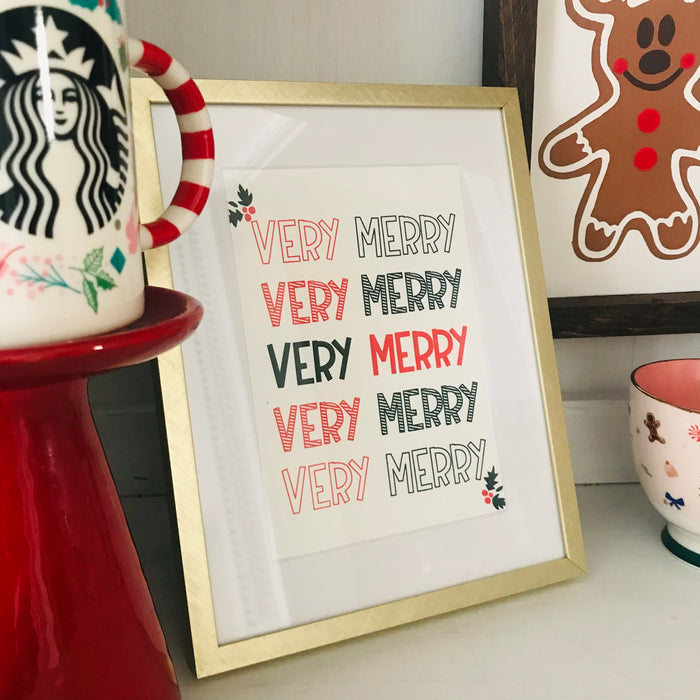 Merry Christmas Printable Wall Art Print Very Merry Art for the Holiday Printable Art