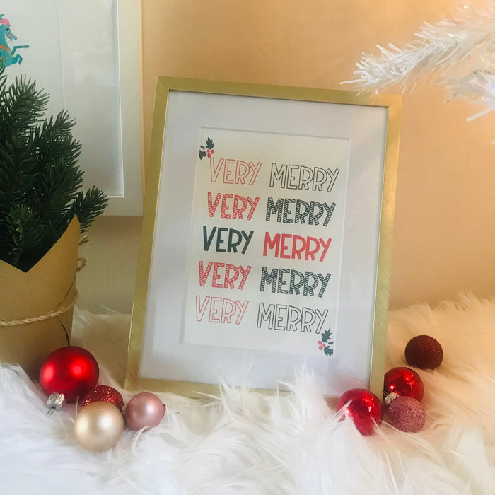 Merry Christmas Printable Wall Art Print Very Merry Art for the Holiday Printable Art
