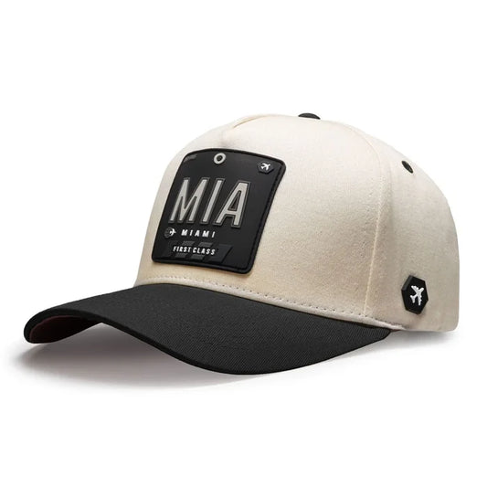 Miami Classic Cap - Natural/Black color 3Quarter front view