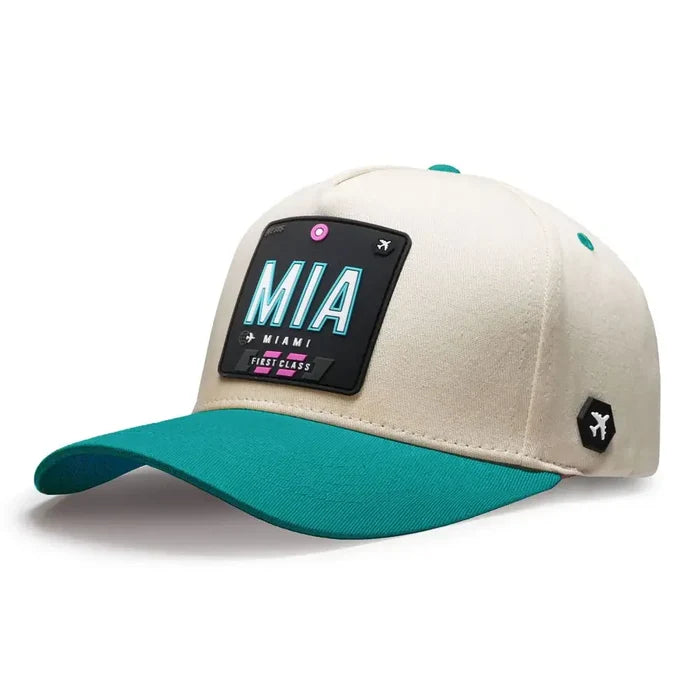 Miami Classic Cap - Natural/Wave color Quarter front view