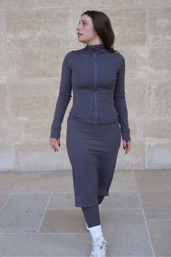 Modest charcoal skirt 27 inches – activewear for Muslim, Jewish, and Christian women.
