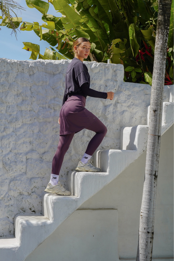Modest sport skirt with integrated legging suitable for Jewish women and modest active lifestyles.