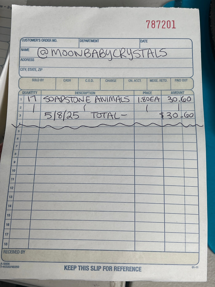 @moonbabycrystals Wholesale Live Sale Invoice