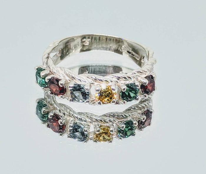 Mothers Ring Solid Sterling Silver or Solid 14kt White, Yellow or Rose Gold, 3, 4, 5, 6, 7 Stone, Custom Made, Engraving Size 7