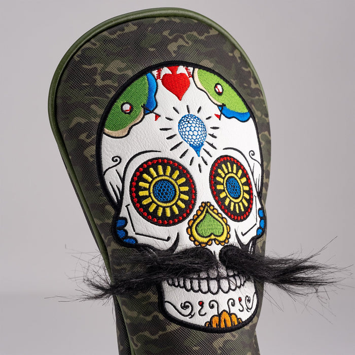 Mustache Sugar Skull - Fairway Cover Green Camo