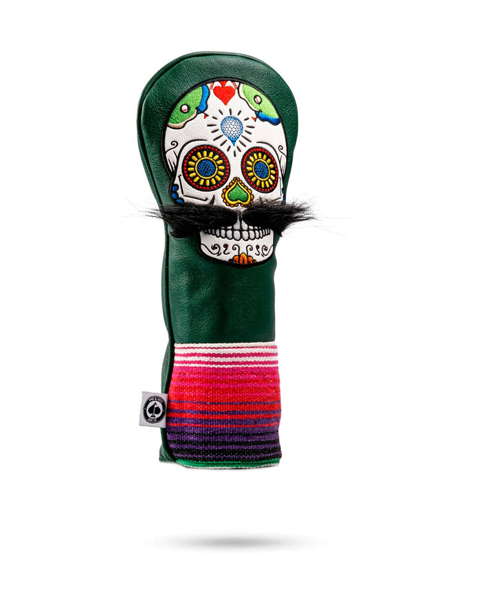 Mustache Sugar Skull - Fairway Cover Green