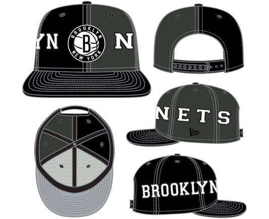 New Era Brooklyn Nets Black Team Split 9FIFTY Snapback Hat