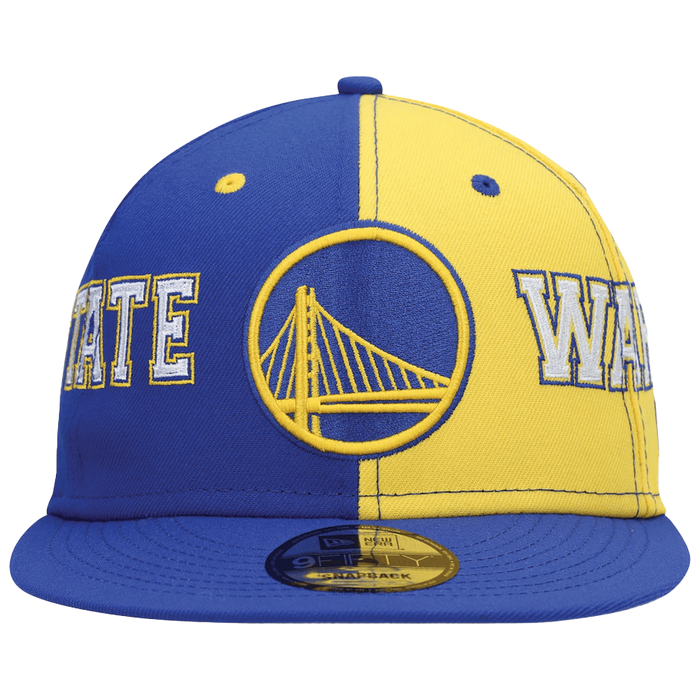 New Era Men's Golden State Warriors Royal/Gold Team Split 9Fifty Snapback Hat