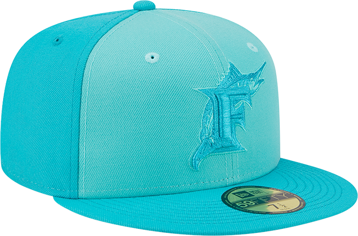New Era Miami Marlins Mens Green Tri Tone Team 59FIFTY Fitted Hat