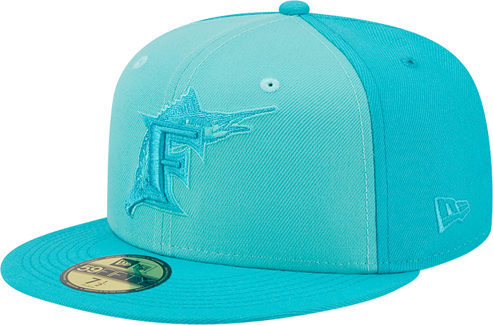 New Era Miami Marlins Mens Green Tri Tone Team 59FIFTY Fitted Hat