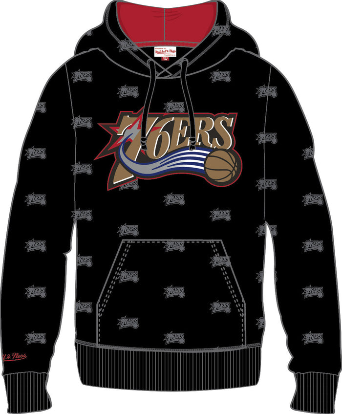Philadelphia 76ers Mitchell & Ness All Over Print Fleece Hoodie