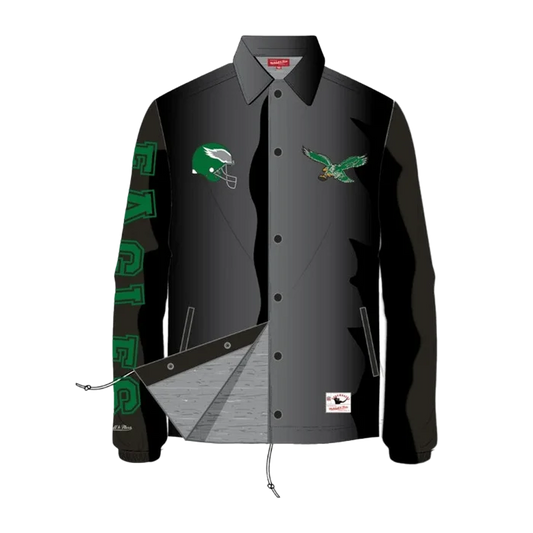 Philadelphia Eagles Mitchell & Ness Throwback Coaches Classic Raglan Full-Snap Windbreaker Jacket black color