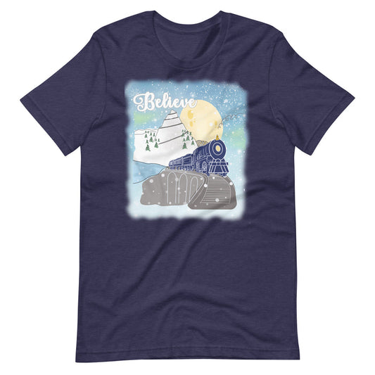 Polar Express Believe T-shirt- READY TO SHIP- Navy- Small