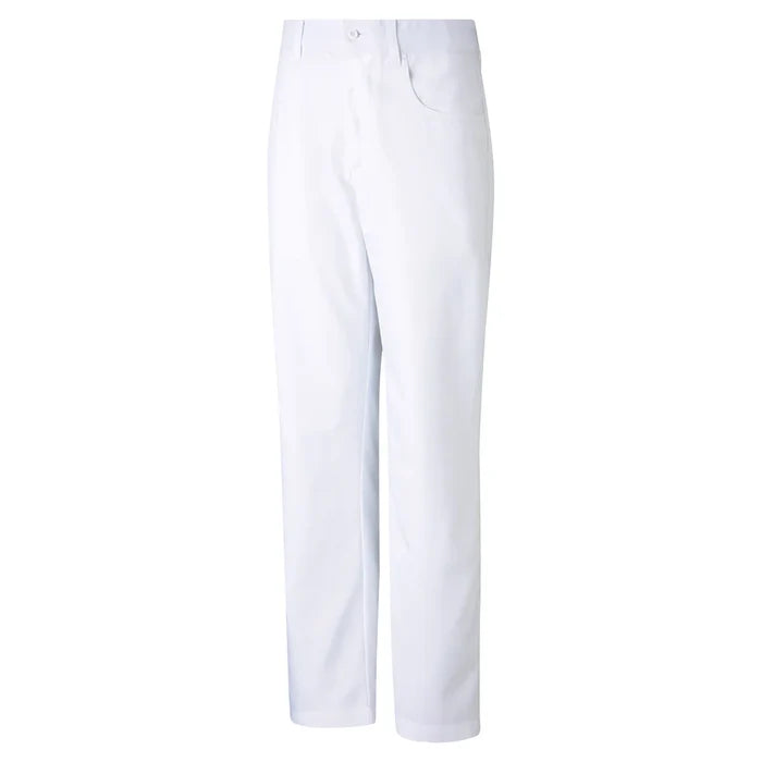 Puma Golf Boys 5 Pocket Pant Front View White Color