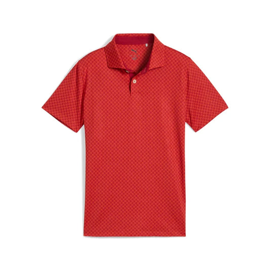 Puma Golf Boy's MATTR Micro Florals Polos Red Color