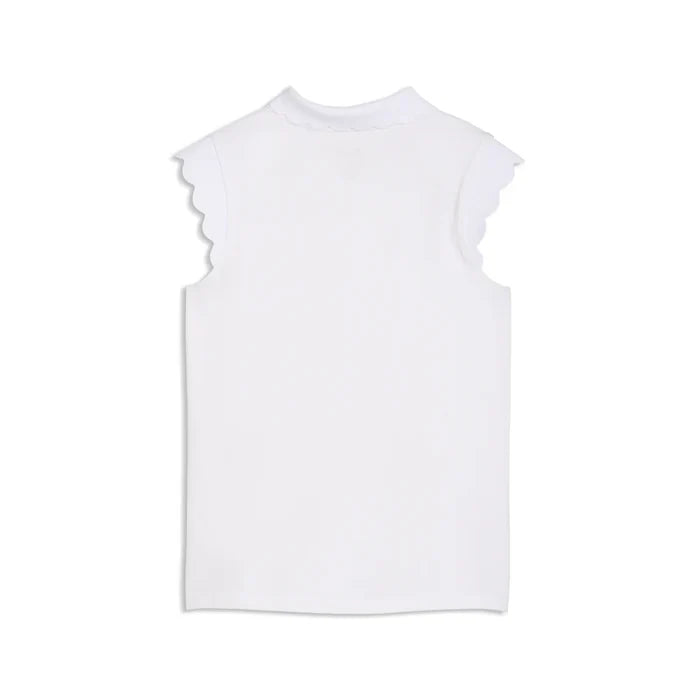 Puma Golf Girl's CLOUDSPUN Scallop Sleeve Polo white color.