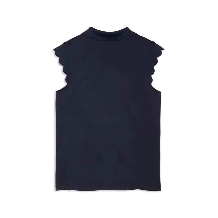 Puma Golf Girl's CLOUDSPUN Scallop Sleeve Polo navy color.