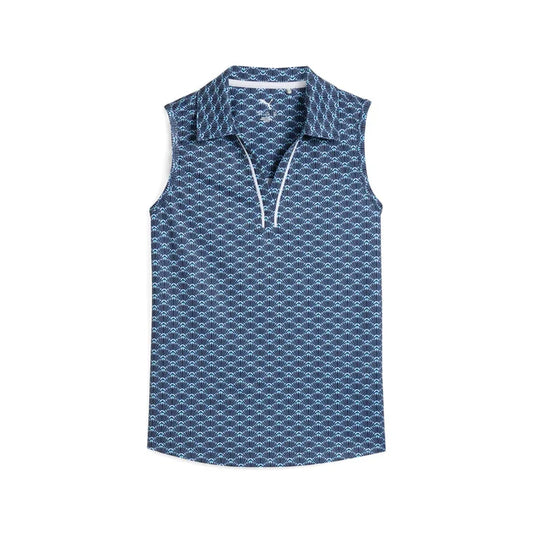 Puma Golf Girl's Scallop Sleeveless Polo Navy Color