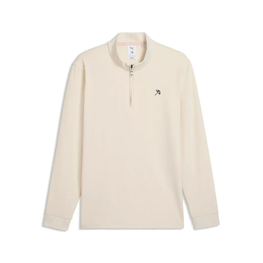 Puma Golf Men's AP CLOUDSPUN Golf 1/4 Zip khaki color.