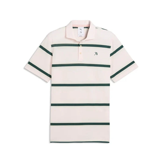 Puma Golf Men's AP Pique Stripe Golf Polo Pink Color.