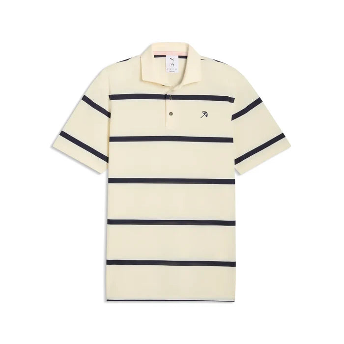 Puma Golf Men's AP Pique Stripe Golf Polo Yellow  Color.