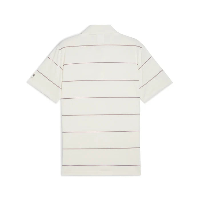 Puma Golf Men's AP Rugby Stripe Golf Polo White color.