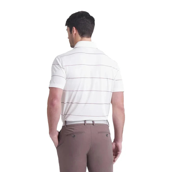 Puma Golf Men's AP Rugby Stripe Golf Polo White color.