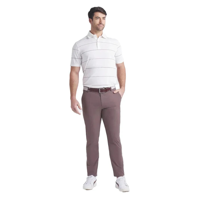Puma Golf Men's AP Rugby Stripe Golf Polo White color.