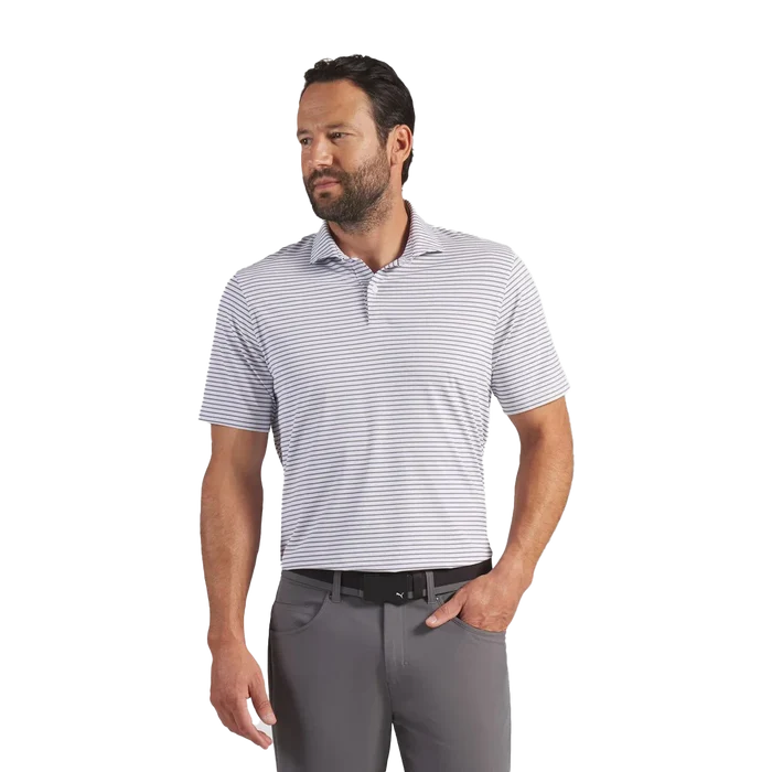 Puma Golf Men's BRRR Stripe Polo White Color