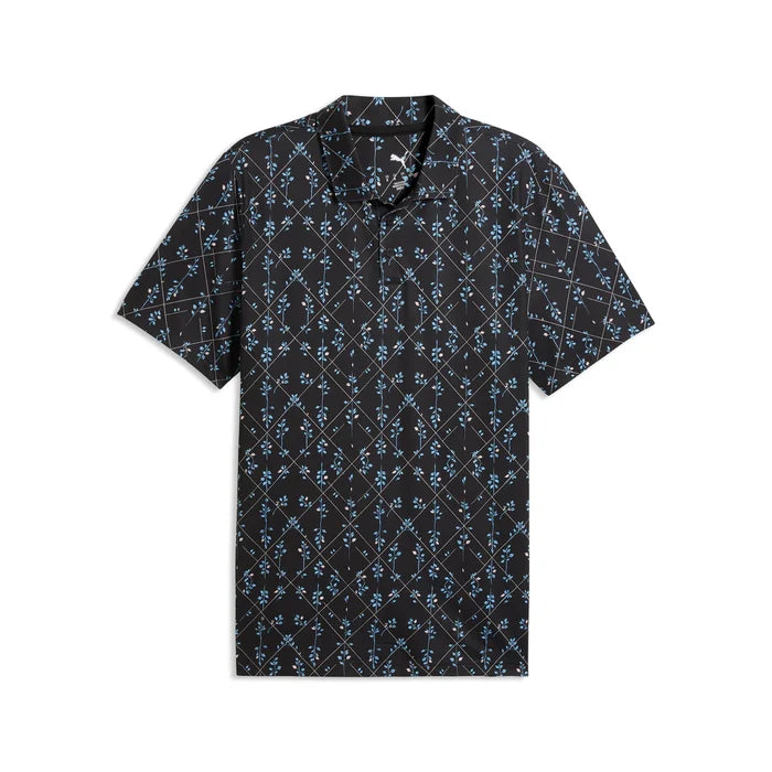 Puma Golf Men's CLOUDSPUN Argyle Bloom BN Polo Black Color