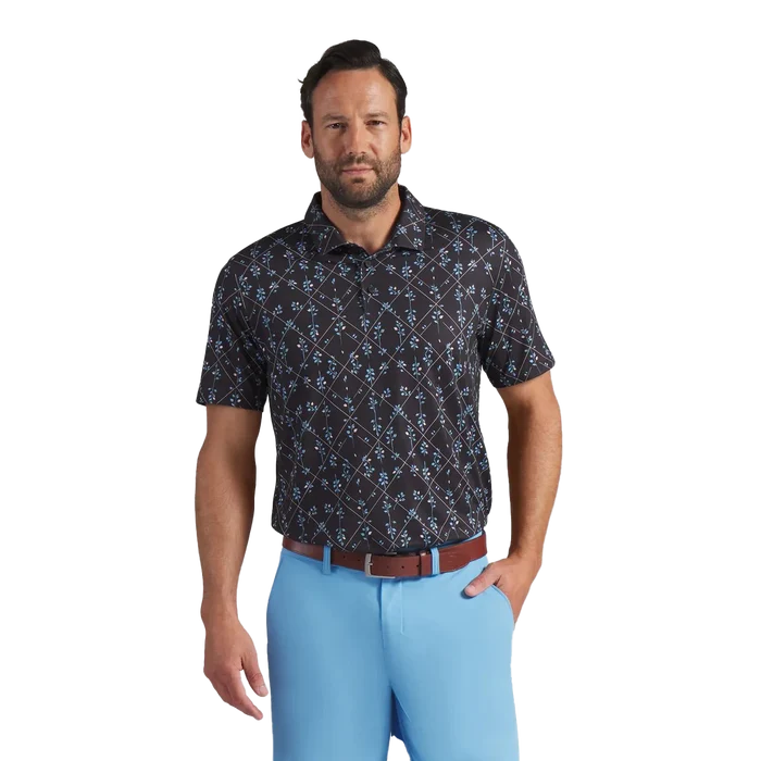 Puma Golf Men's CLOUDSPUN Argyle Bloom BN Polo Black Color