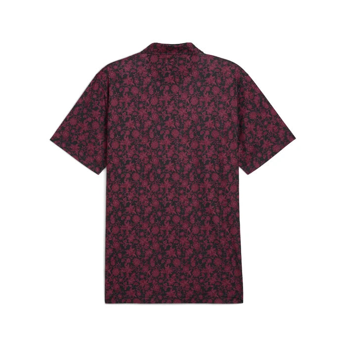 Puma Golf Men's CLOUDSPUN Carmela Floral Golf Polo Maroon Color
