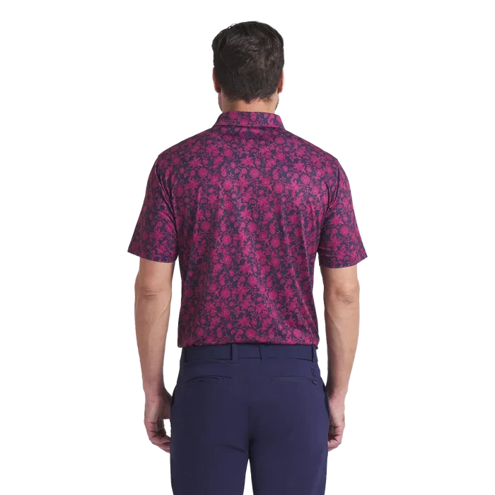 Puma Golf Men's CLOUDSPUN Carmela Floral Golf Polo Maroon Color