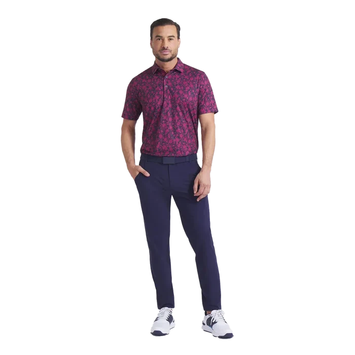 Puma Golf Men's CLOUDSPUN Carmela Floral Golf Polo Maroon Color