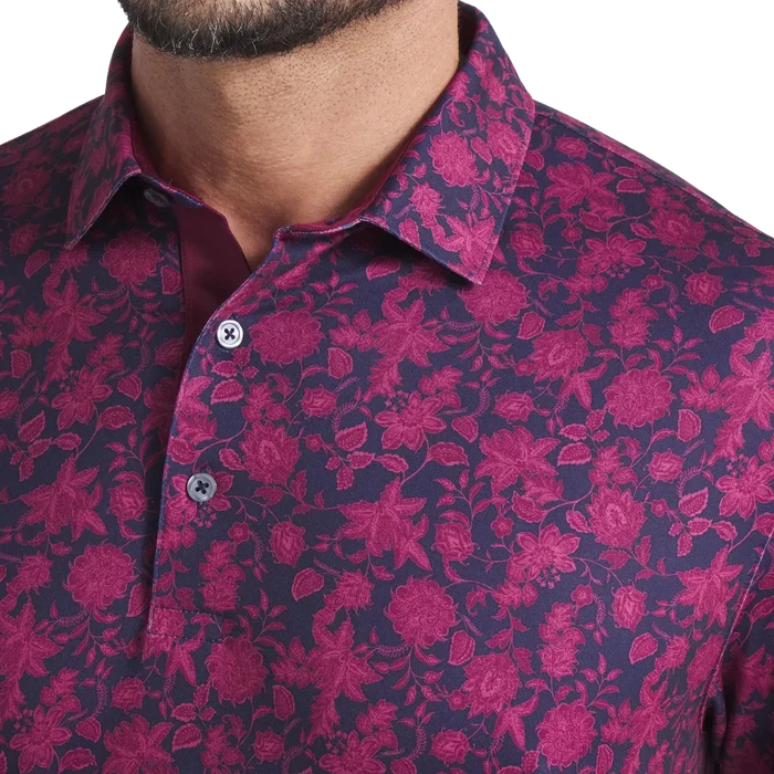 Puma Golf Men's CLOUDSPUN Carmela Floral Golf Polo Maroon Color