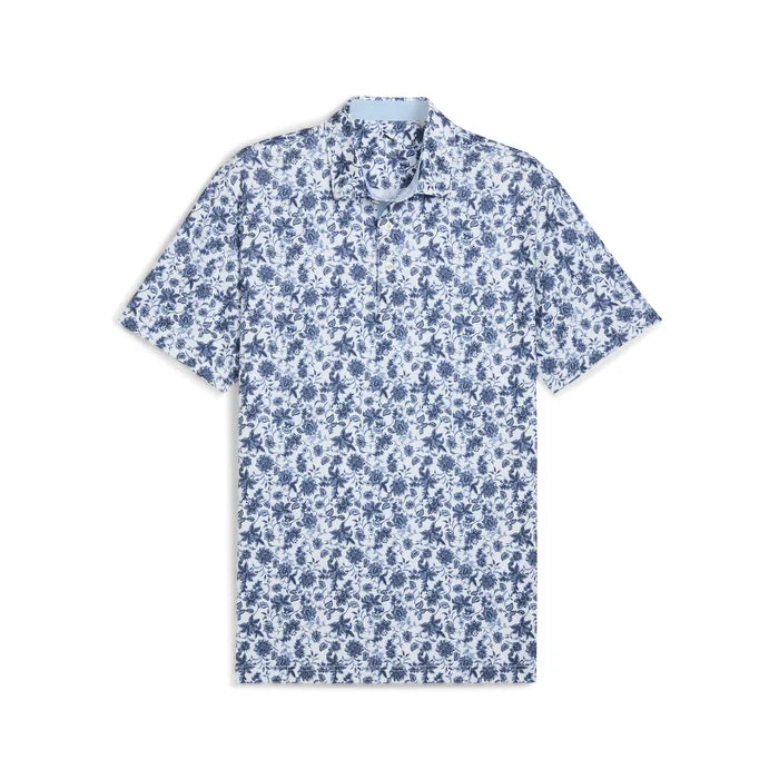 Puma Golf Men's CLOUDSPUN Carmela Floral Golf Polo White Color