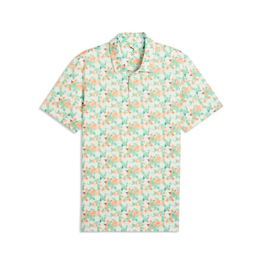 Puma Golf Men's MATTR Deco BN Polo White/Green Color
